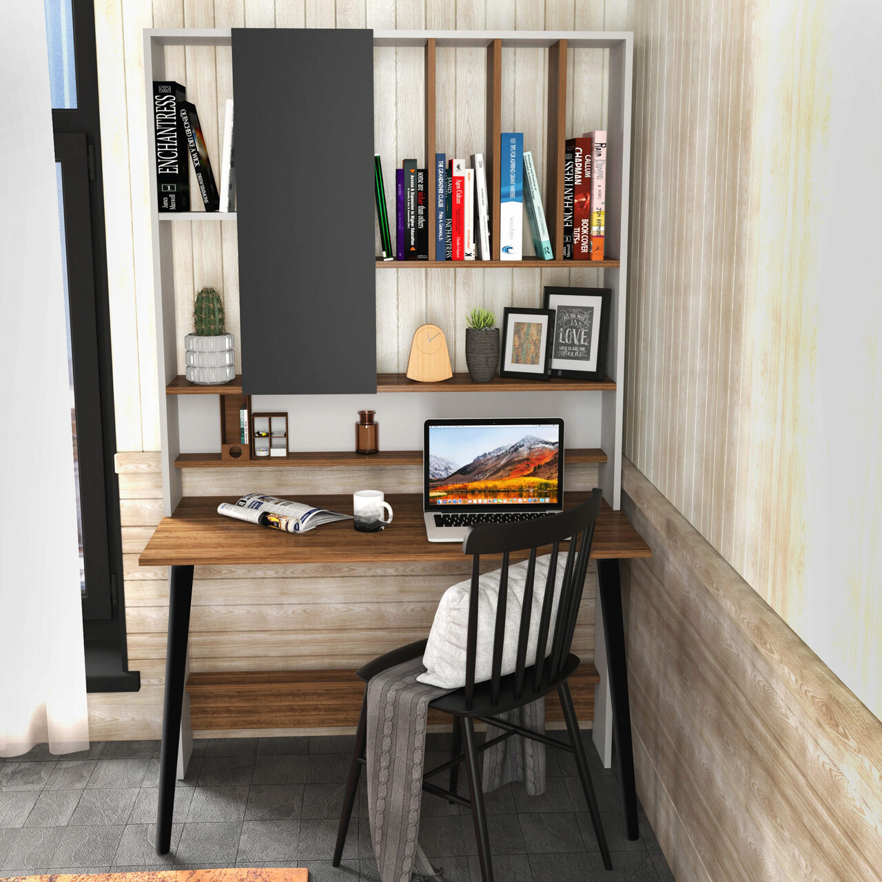 Birou, Hanah Home, Wood, 120x60x196.6 cm, Alb/Maro - imagine 6